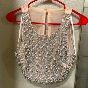 Formal top, pearl and rhinestone